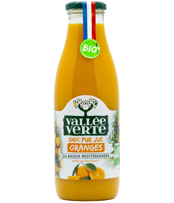 Jus d'oranges bio - 6 bouteilles 75cl - Jus Vallee Verte